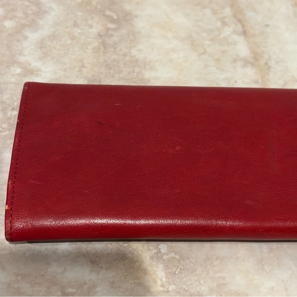 Red Envelope fold over snap travel jewelry wallet